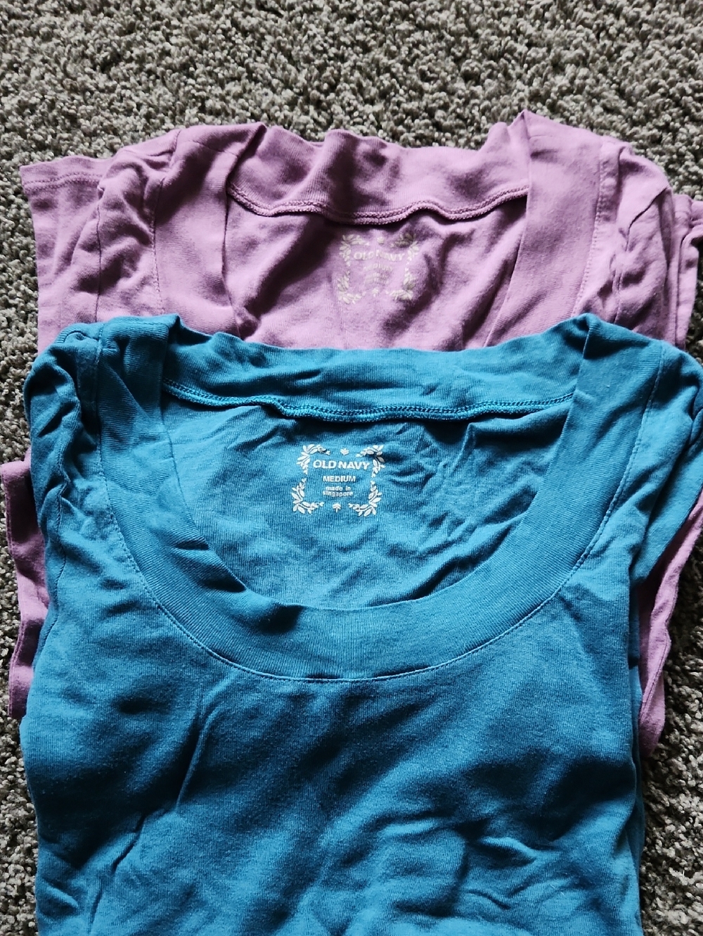 Old Navy Layered Scoop Neck Tees — Teal & Lavender